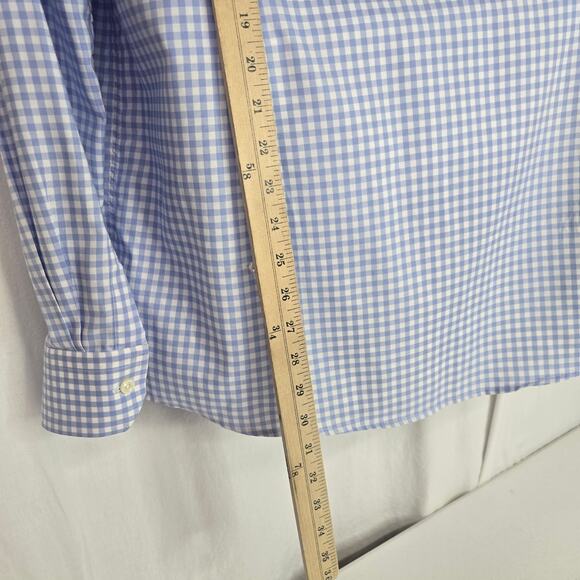 Eton Contemporary Dress Shirt Gingham Plaid Long-sleeve Button Up Blue White - Picture 8 of 8